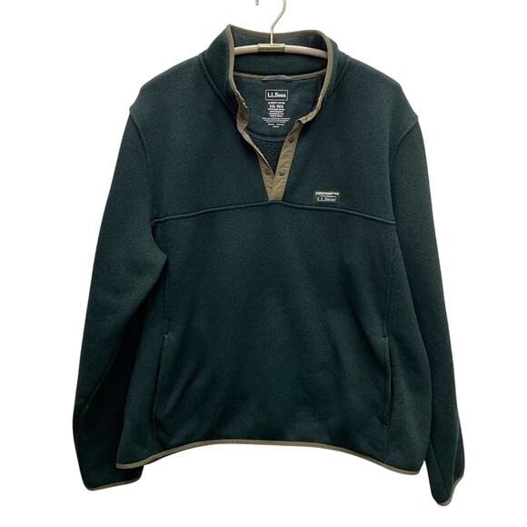 L.L. Bean Sweater Fleece Pullover In Hunter Green Men’s Size XXL - Picture 2 of 10